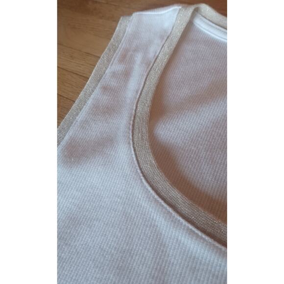 Chico's The Ultimate Tee Cotton Modal Gold Glittery Collar and Sleeve Women's XL - Picture 7 of 8